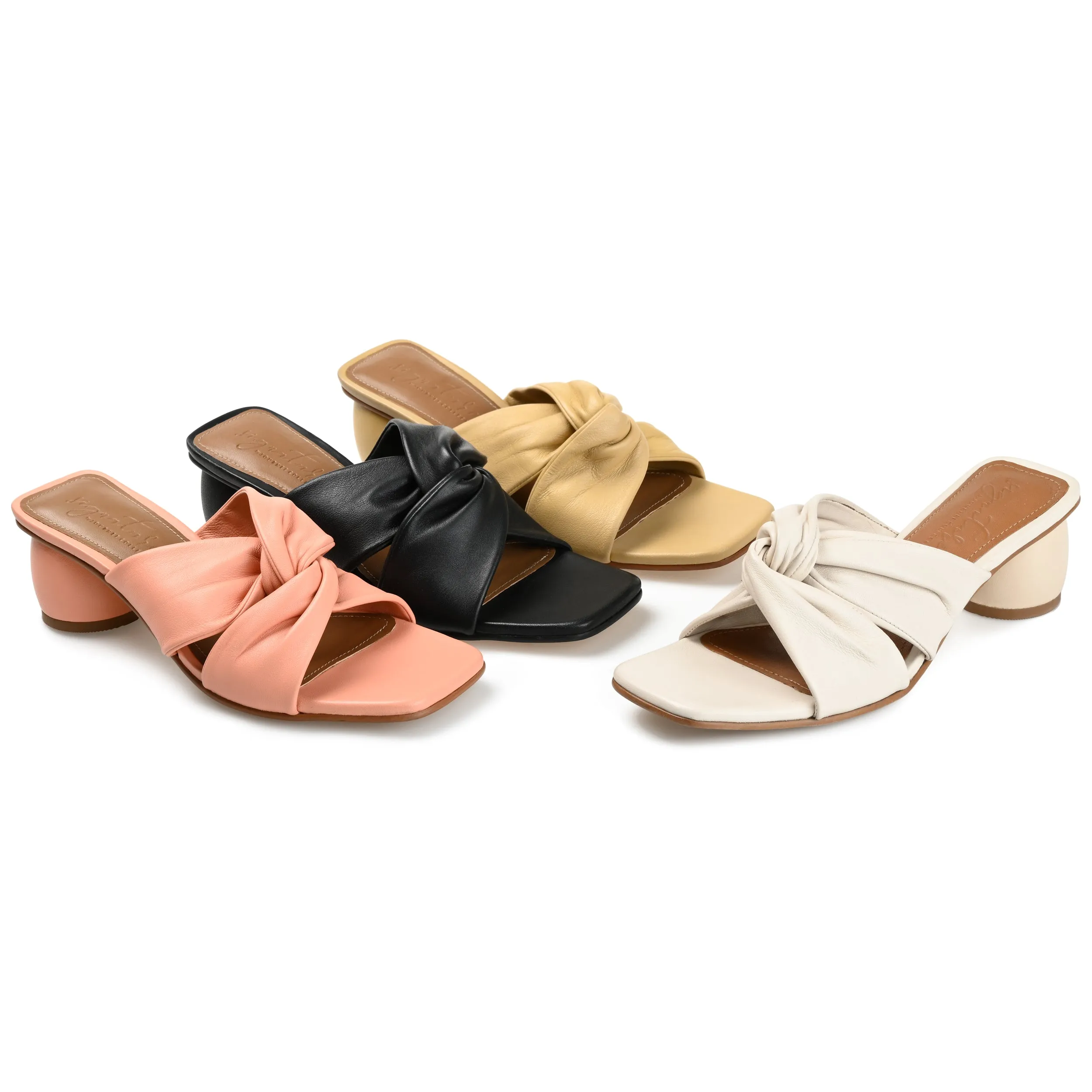 CHARLIZE BLOCK HEEL MULES IN LEATHER