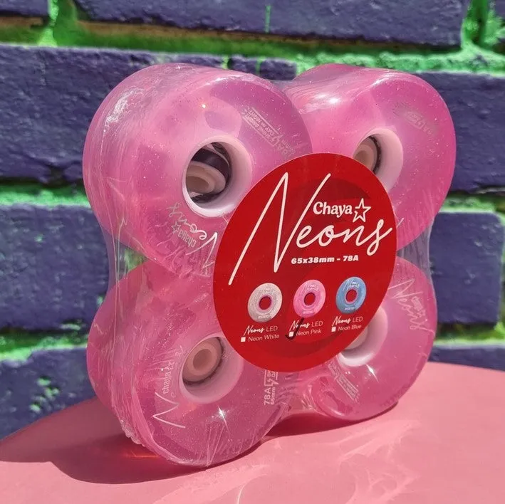 Chaya Light Up Neon Pink Wheels 78A - 4 pack