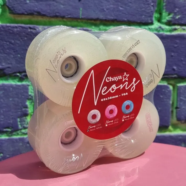 Chaya Light Up Neon White Wheels 78A - 4 pack