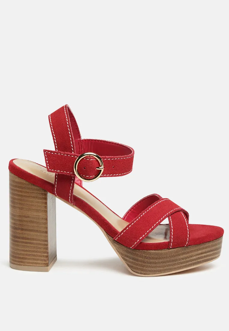 Choupette Suede Leather Block Heeled Sandal