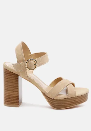 Choupette Suede Leather Block Heeled Sandal
