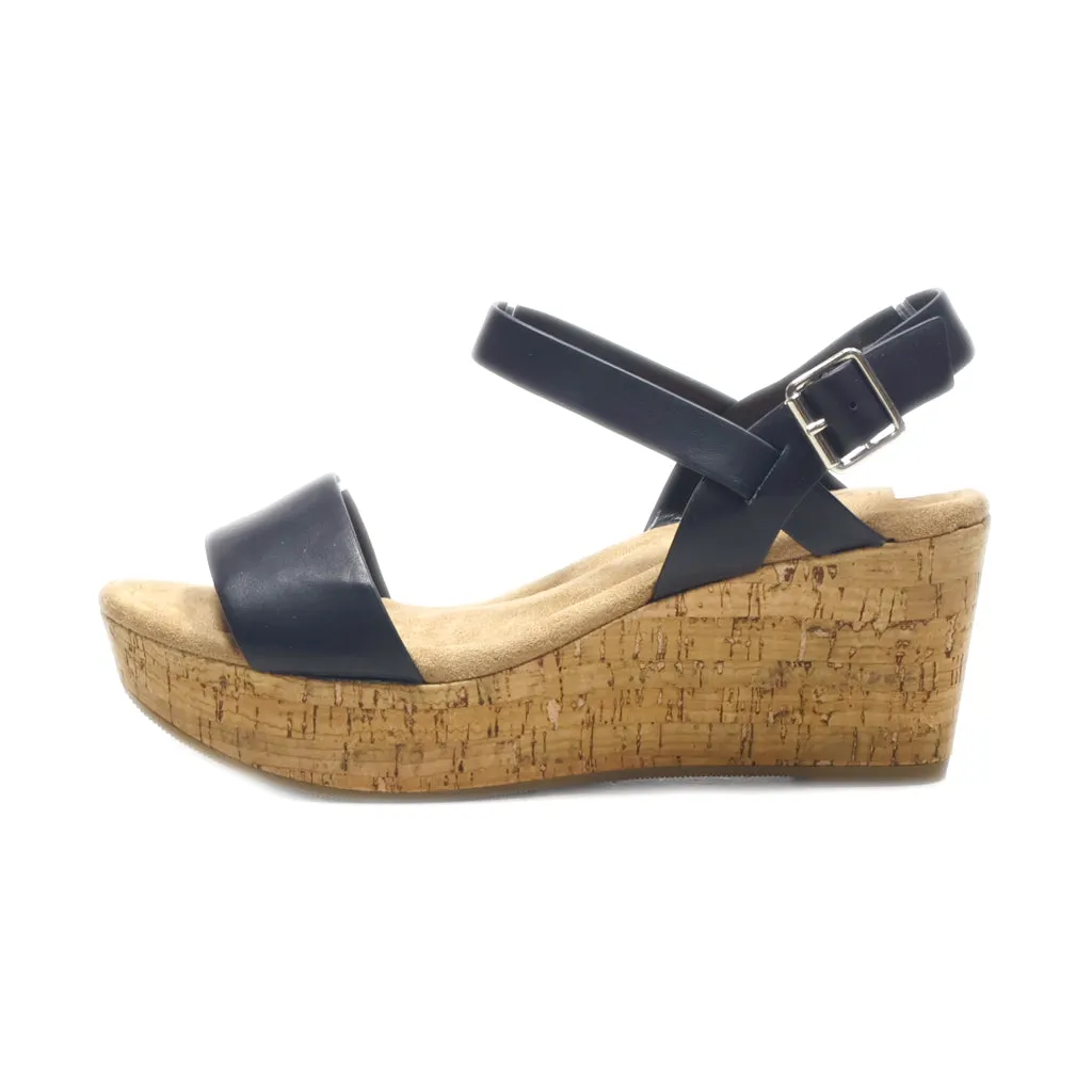 Cityclassified Wedge Sandals Leather Black Colour For Women