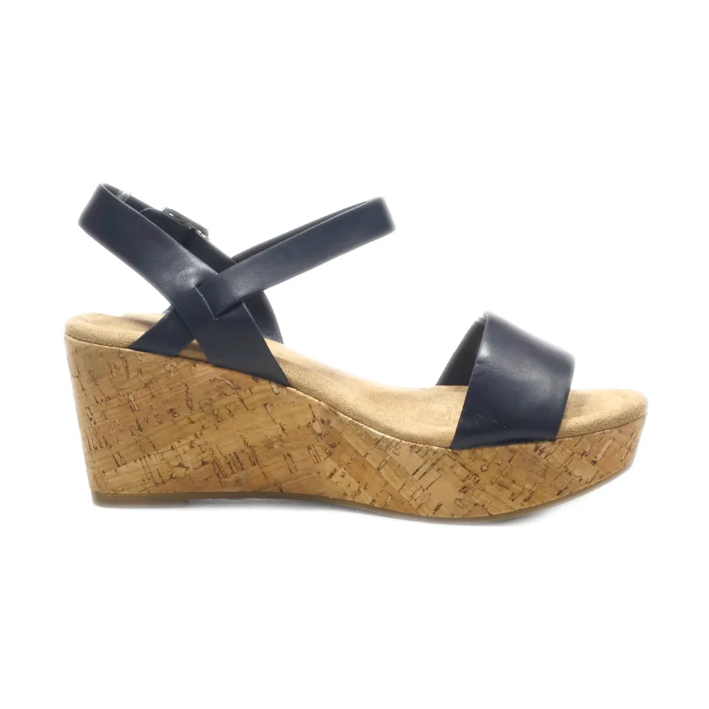 Cityclassified Wedge Sandals Leather Black Colour For Women