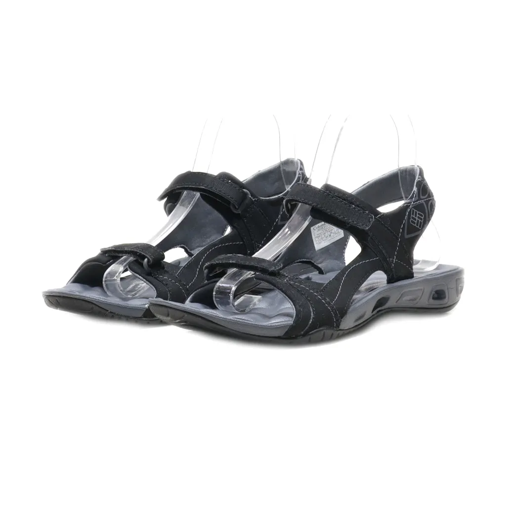 Columbia Flat Sandals Leather Black Colour For Women