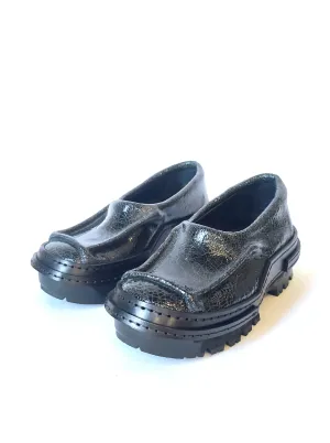 Cracked Black Patent Moccasins