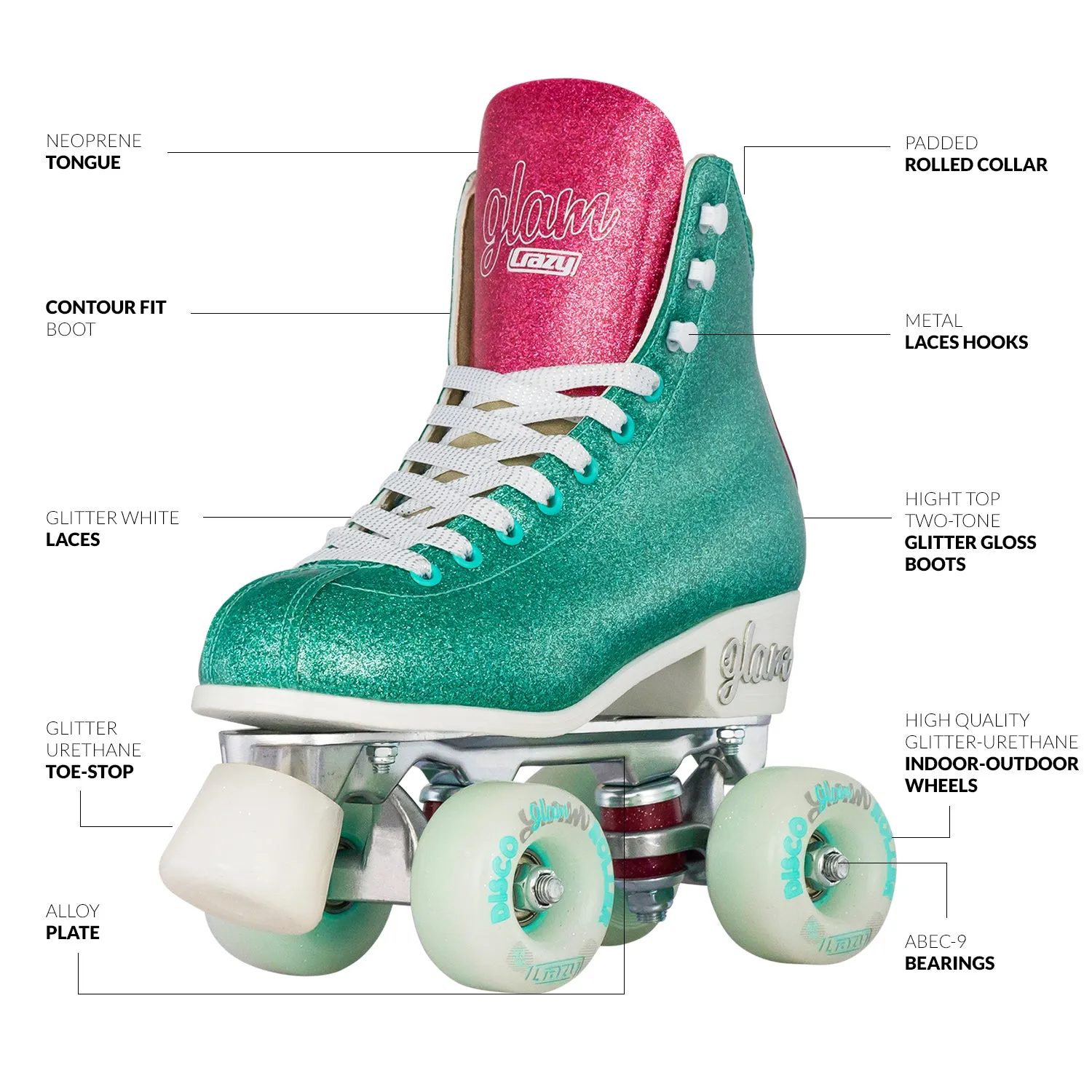 Crazy Disco Glam Teal/Pink - Adult