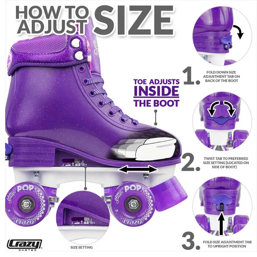 Crazy Glitter POP Adjustable Roller Skate