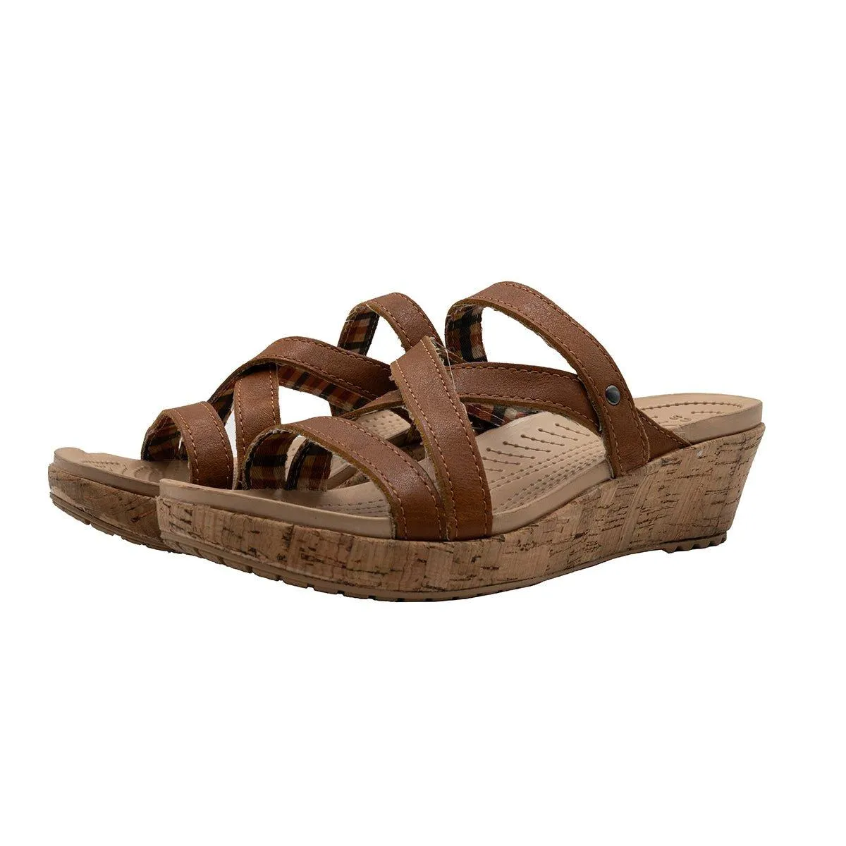 Crocs Aleigh Mini Wedge Sandals Leather Brown Colour For Women