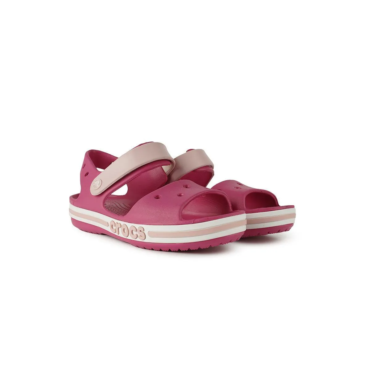 Crocs Bayaband Strap Flat Sandals Rubber Pink Colour For Kids