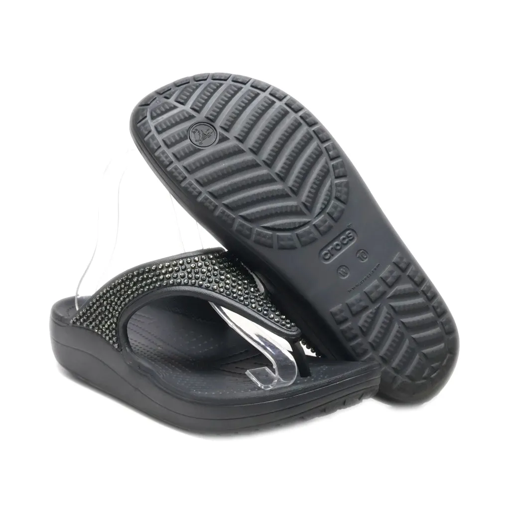 Crocs Monterey Shimmer Wedge Sandals Eva Black Colour For Women