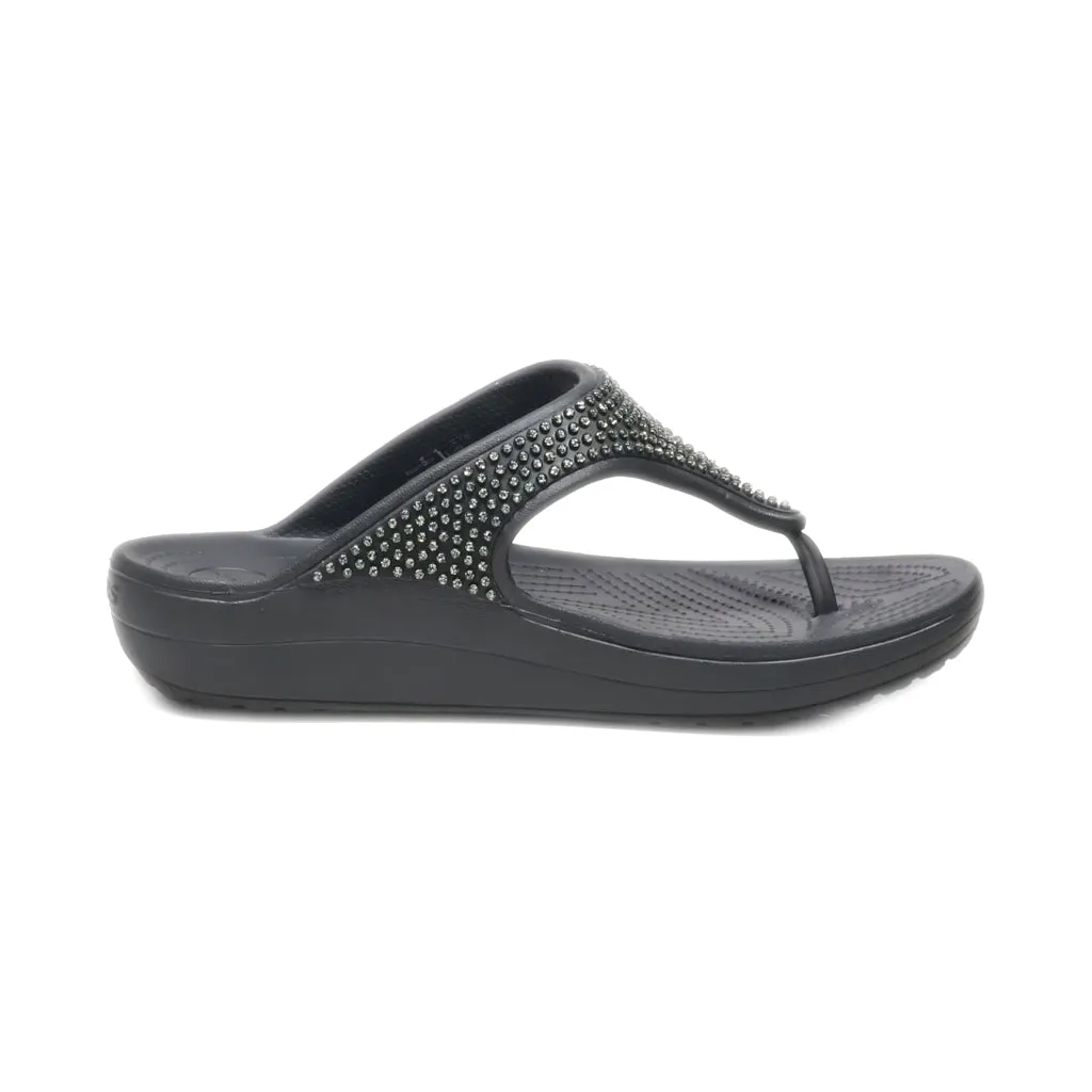 Crocs Monterey Shimmer Wedge Sandals Eva Black Colour For Women