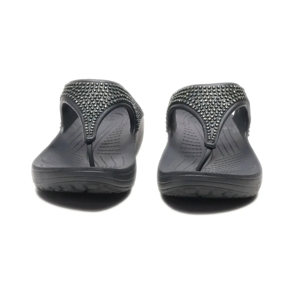 Crocs Monterey Shimmer Wedge Sandals Eva Black Colour For Women