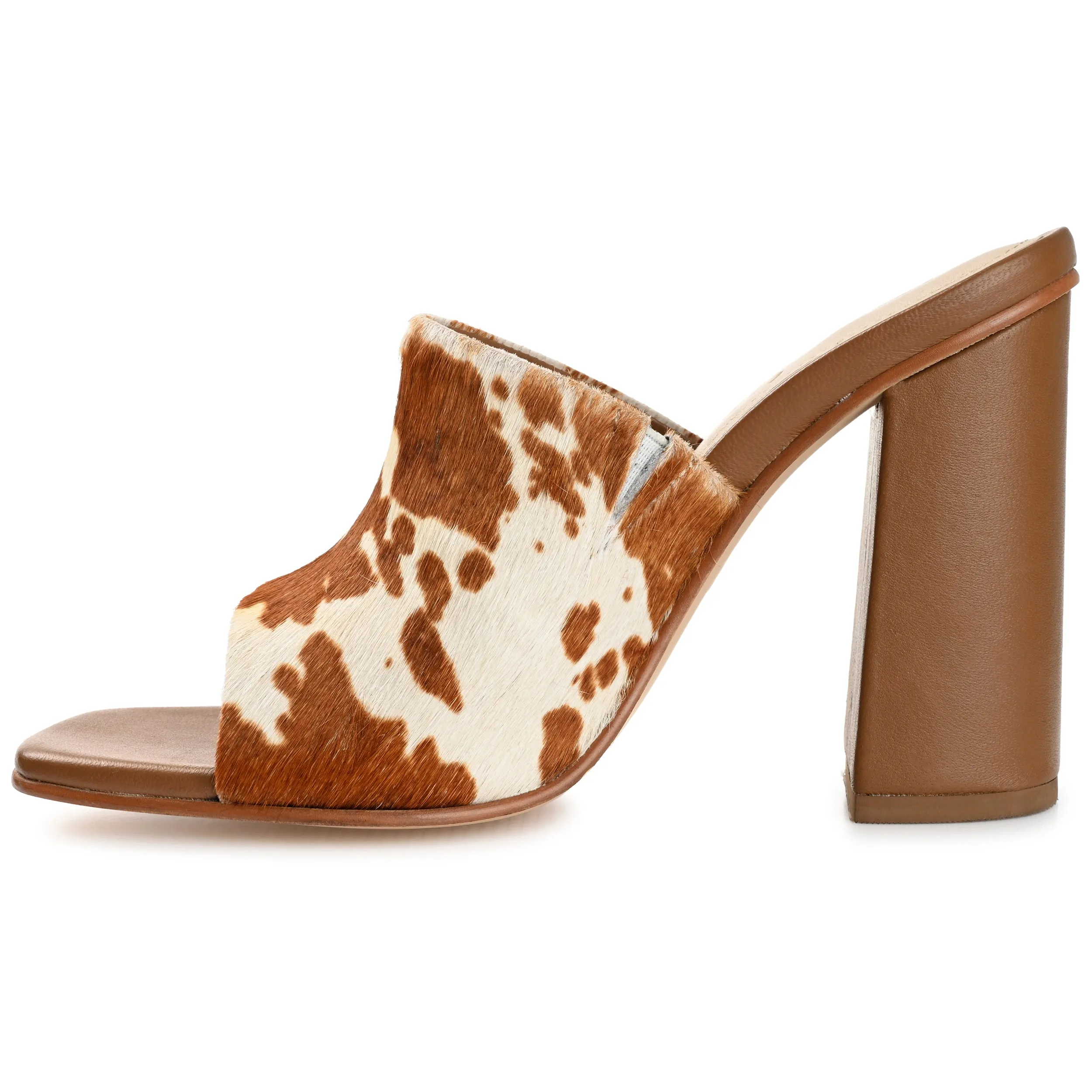 DEENA BLOCK HEELED MULES IN LEATHER