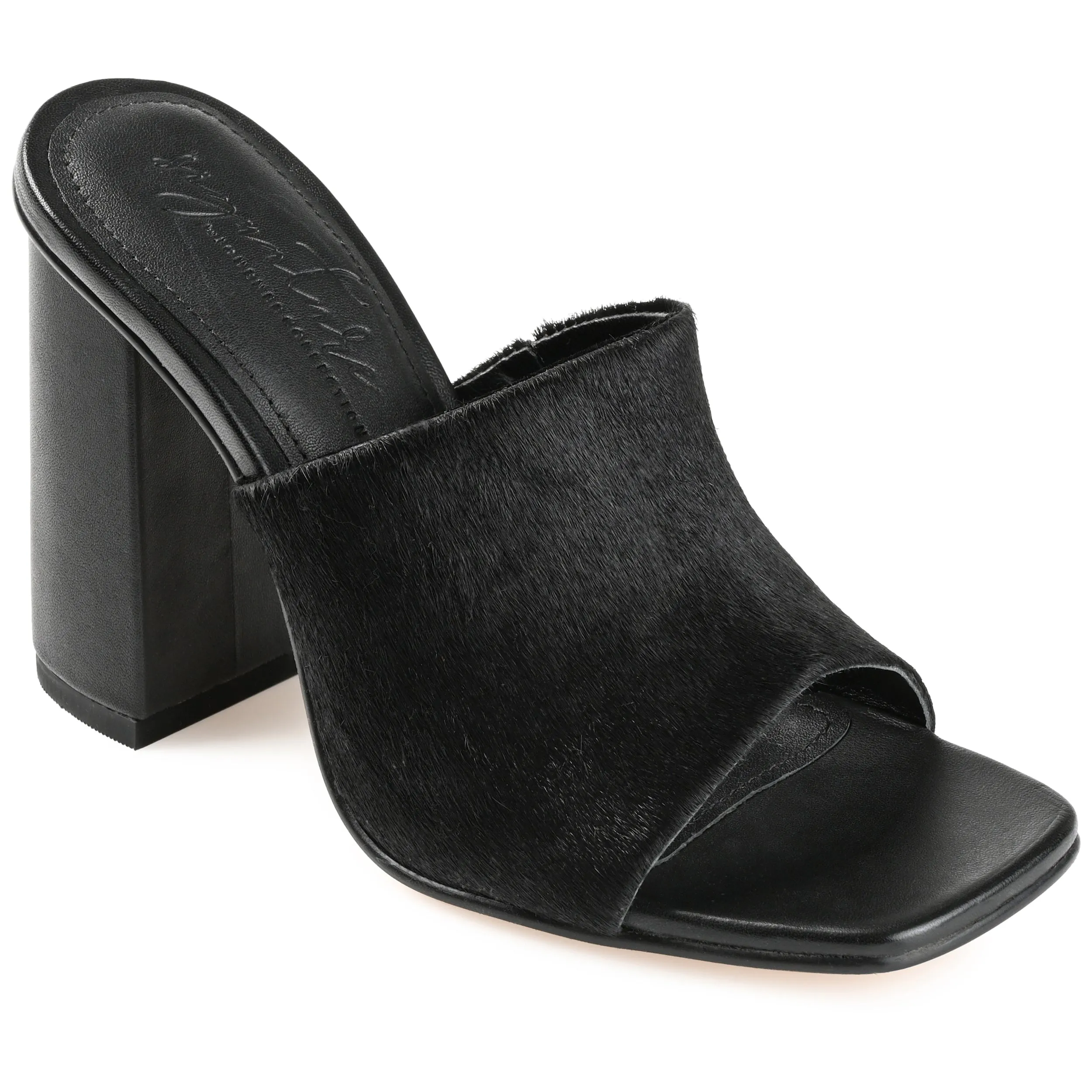 DEENA BLOCK HEELED MULES IN LEATHER