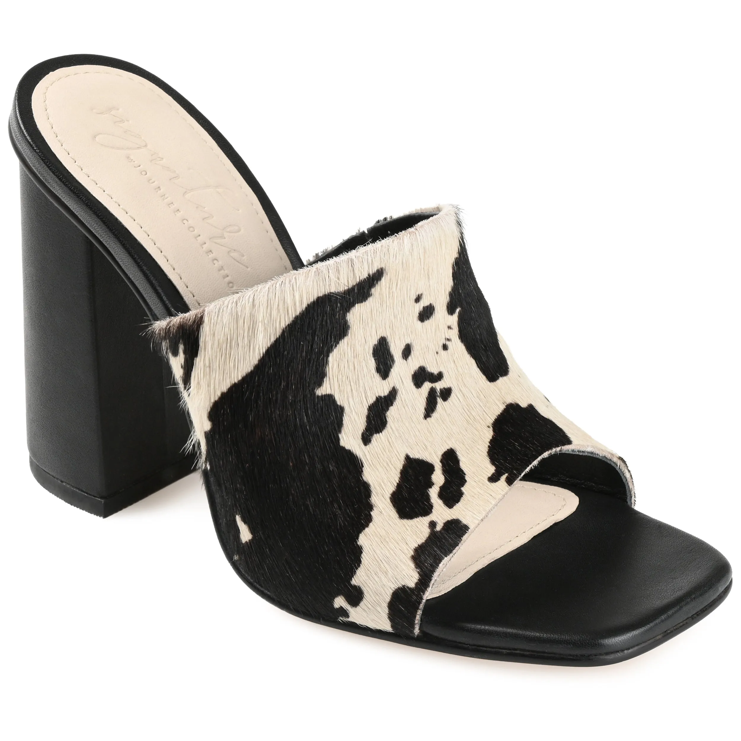 DEENA BLOCK HEELED MULES IN LEATHER
