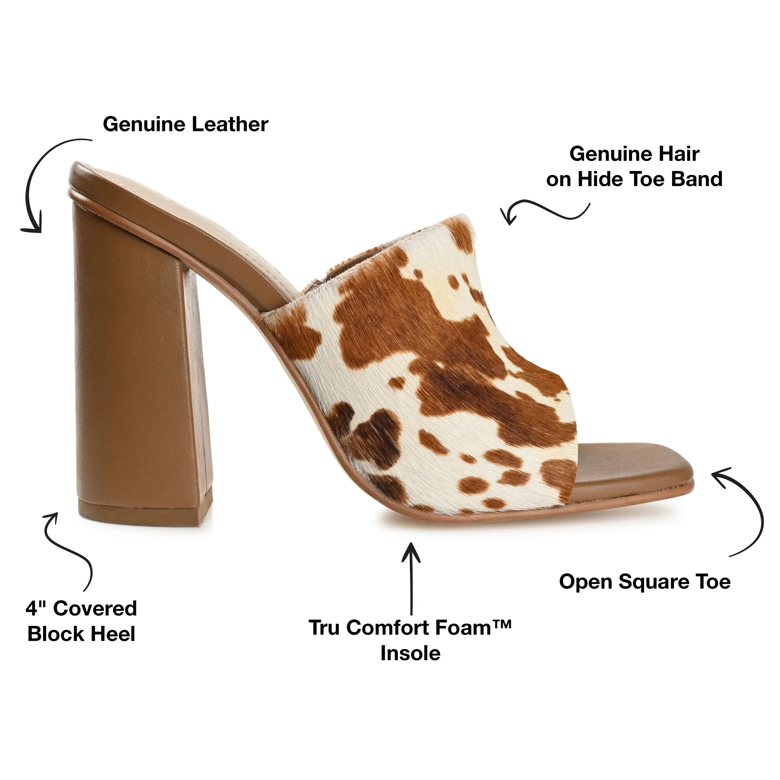 DEENA BLOCK HEELED MULES IN LEATHER