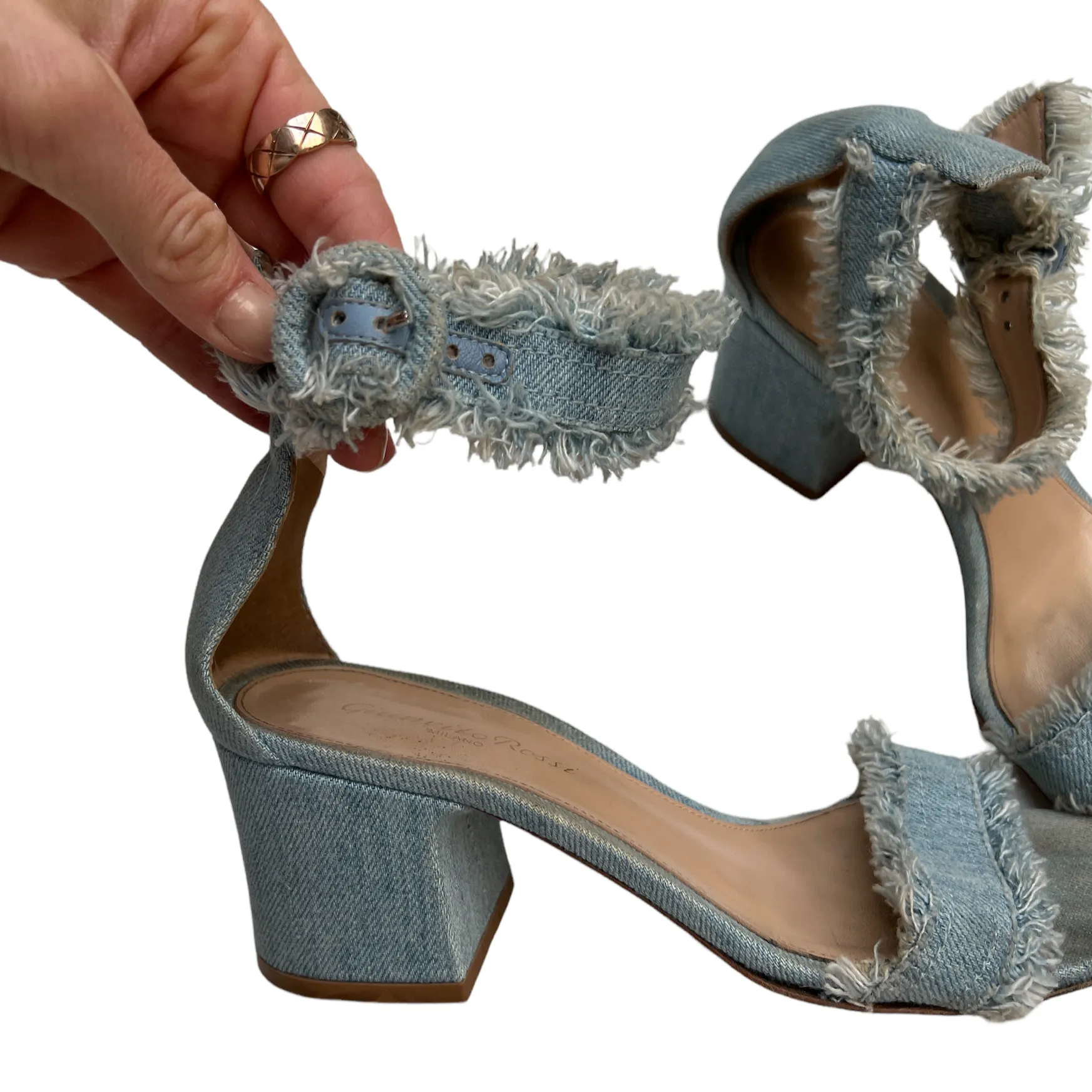 Denim Heeled Sandals - 6.5
