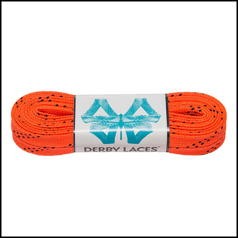 Derby Laces Waxed Skate Laces Orange with Black Tracer
