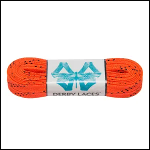 Derby Laces Waxed Skate Laces Orange with Black Tracer