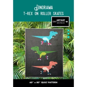 Dinorama - T-Rex On Roller Skates Quilt Pattern