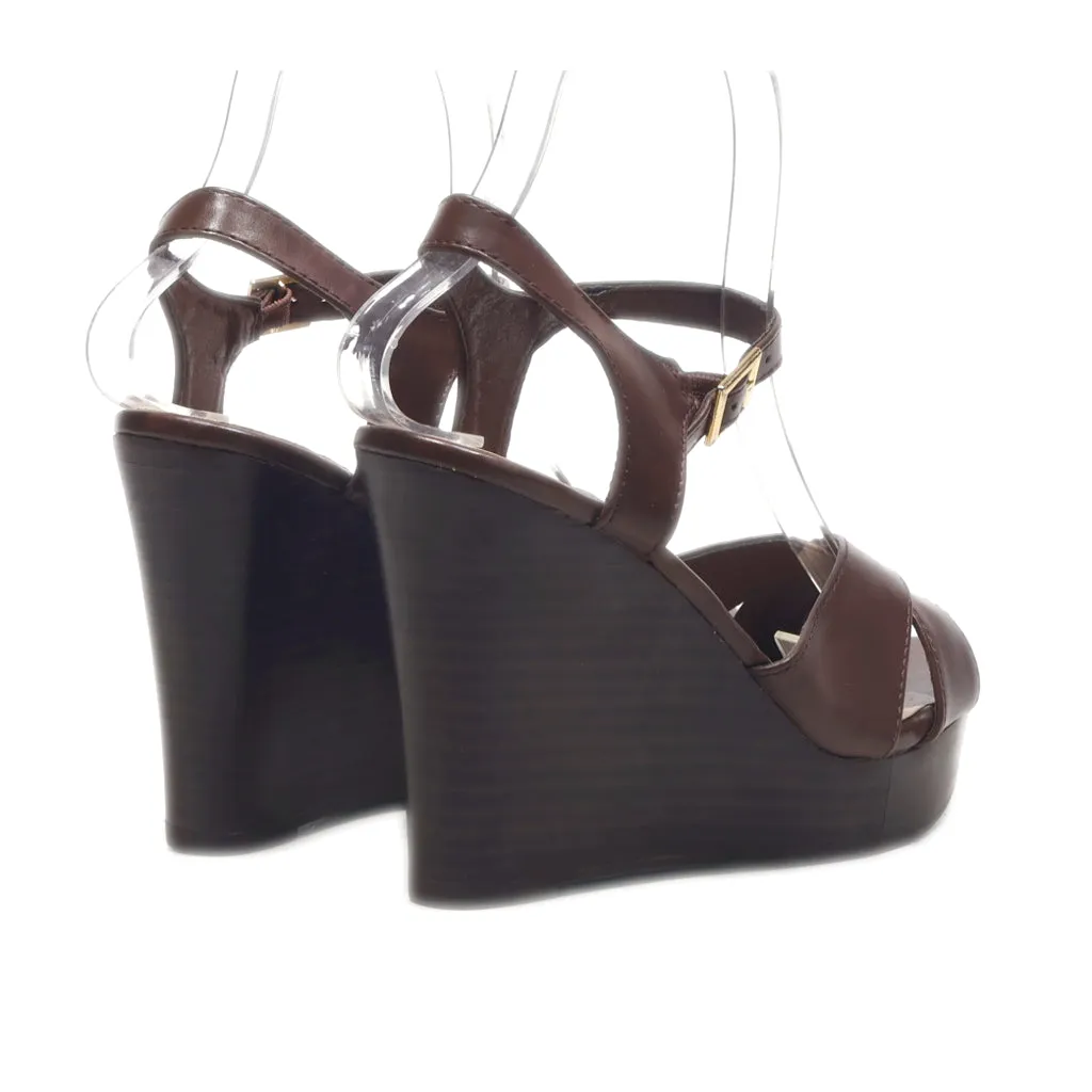 Dorothy Perkins Wedge Sandals Leather Brown Colour For Women
