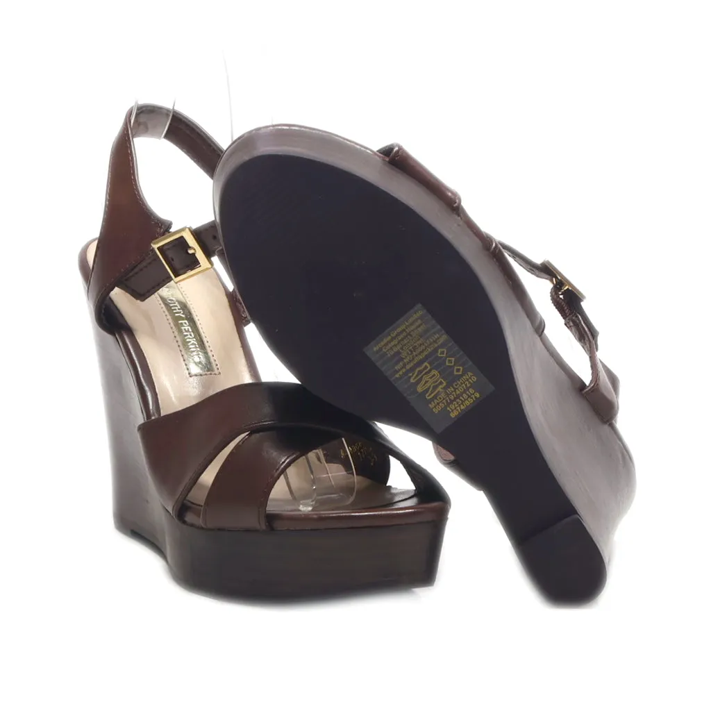 Dorothy Perkins Wedge Sandals Leather Brown Colour For Women