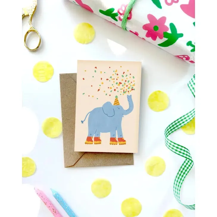 Elephant Mini Card - Illustrated Cute Kids Birthday Fun