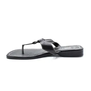 Faded Glory Flat Sandals Leather Black Colour For Women
