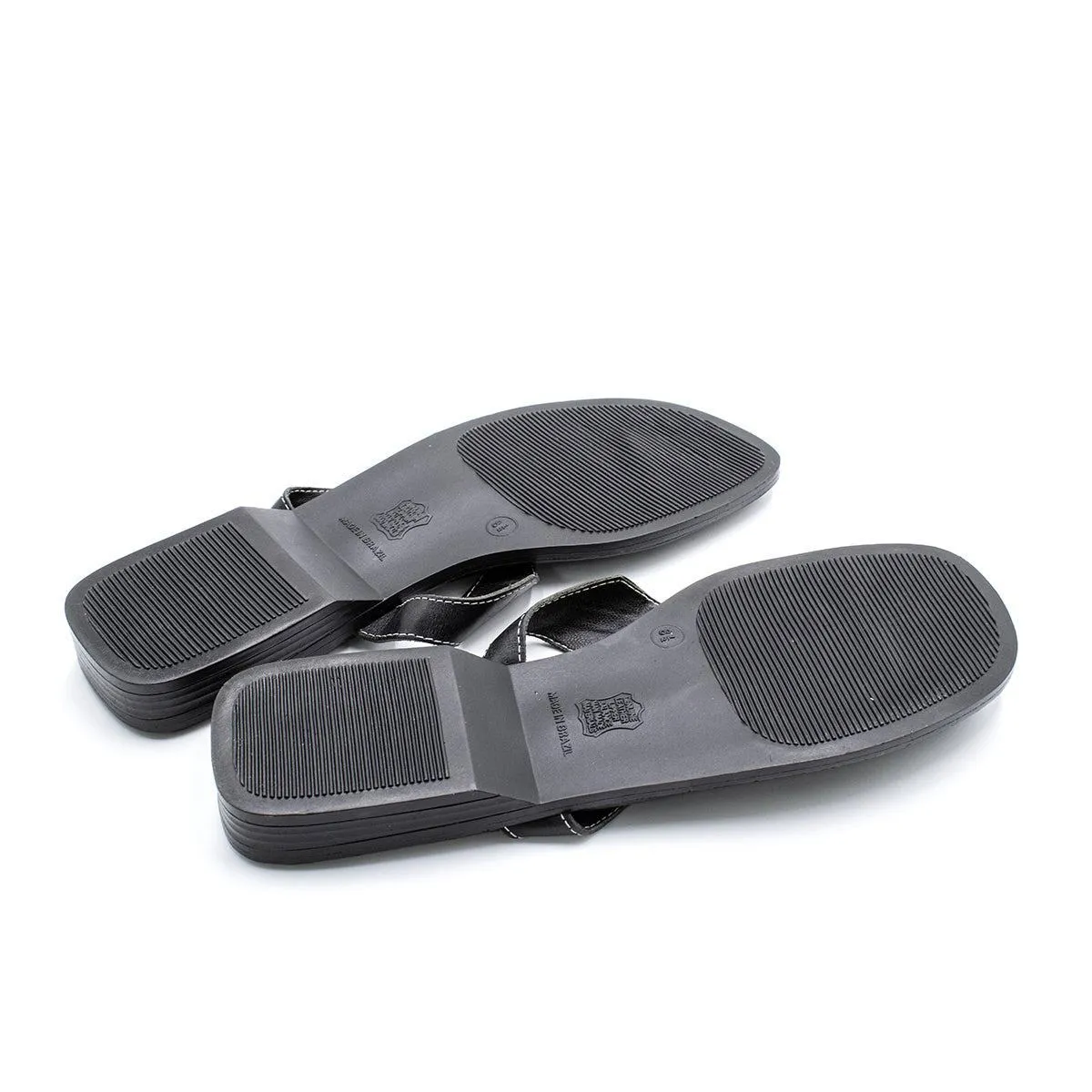 Faded Glory Flat Sandals Leather Black Colour For Women