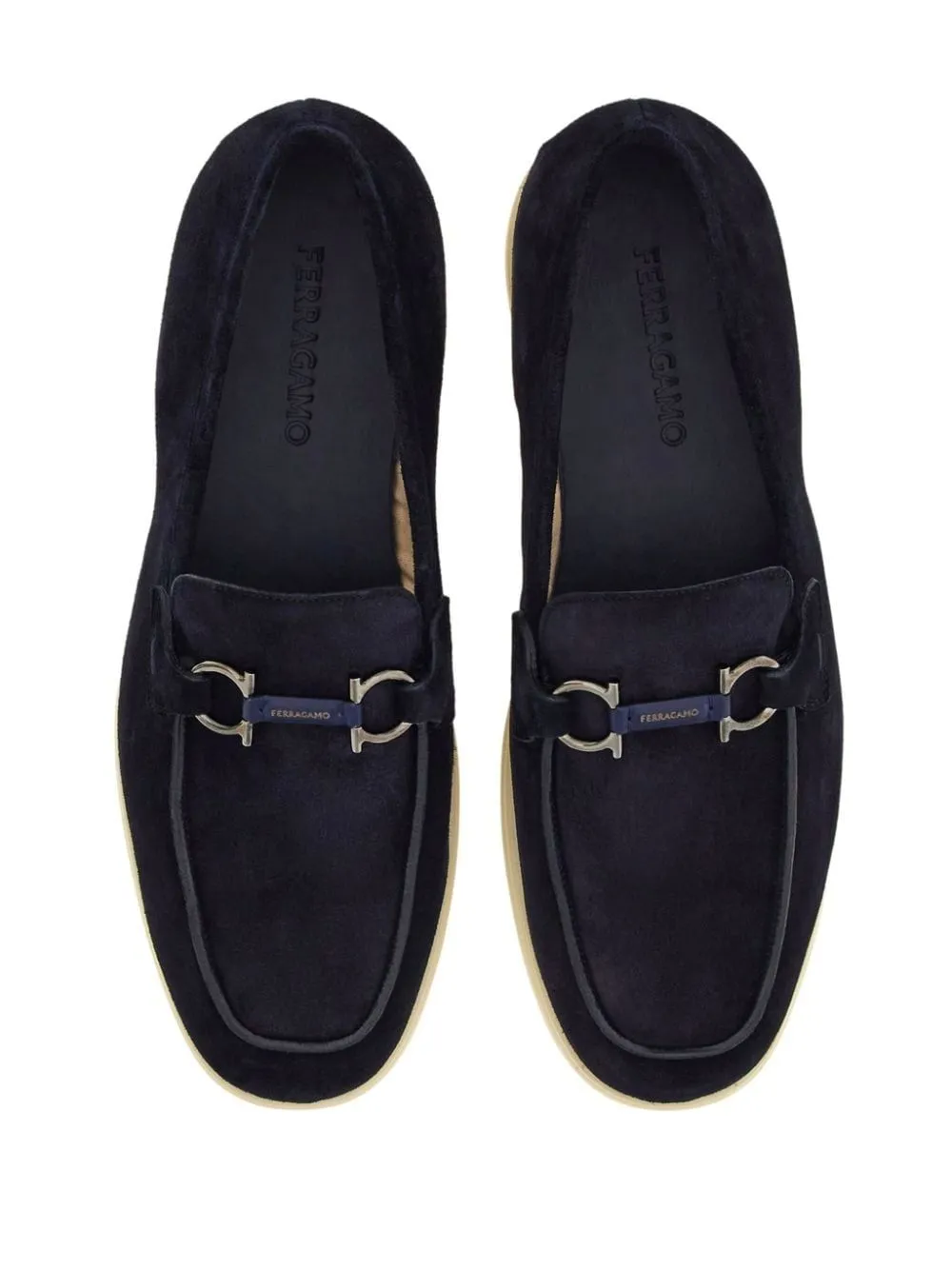 Ferragamo Cosimo Navy Suede Moccasins