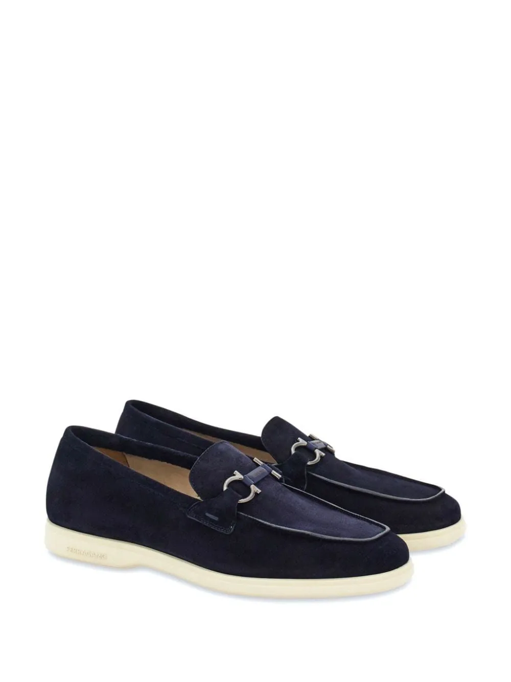 Ferragamo Cosimo Navy Suede Moccasins