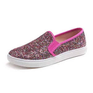 Feversole Women's Macaroon Glitter Multi Fuchsia Memory Foam Cushion Insock Ballet Flat