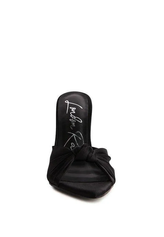 First Crush Satin Knot High Heeled Sandals