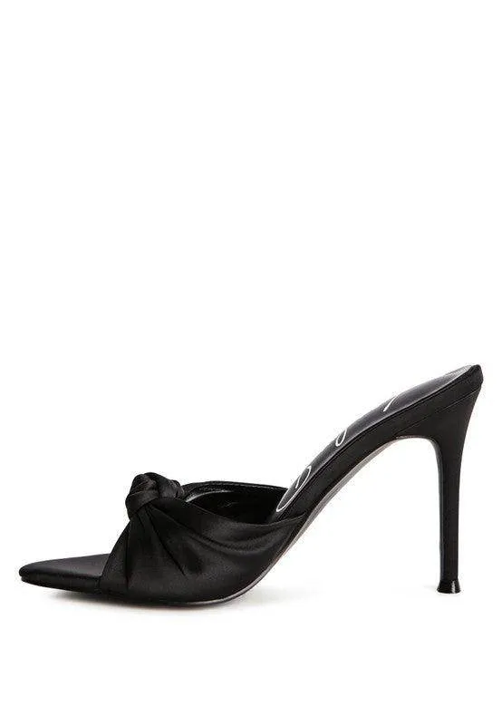 First Crush Satin Knot High Heeled Sandals