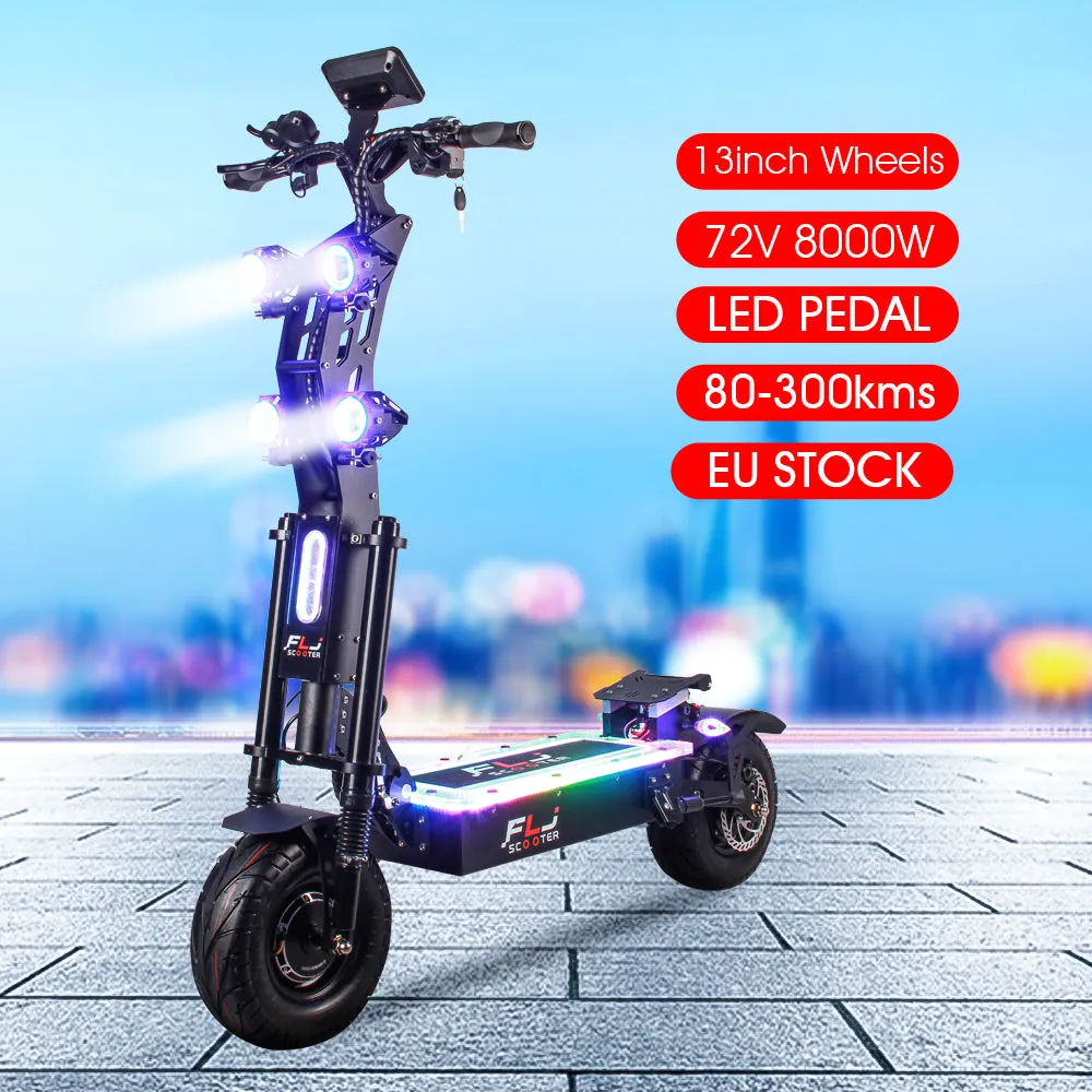 FLJ Upgraded 8000W 13inch fat wheel 72V Electric Scooter with 90