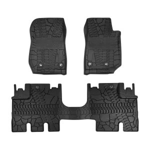 Floor Mats, All Weather Front & Rear Complete Set TPE Slush Floor Liner for 2014-2018 Wrangler JKU 4-Door