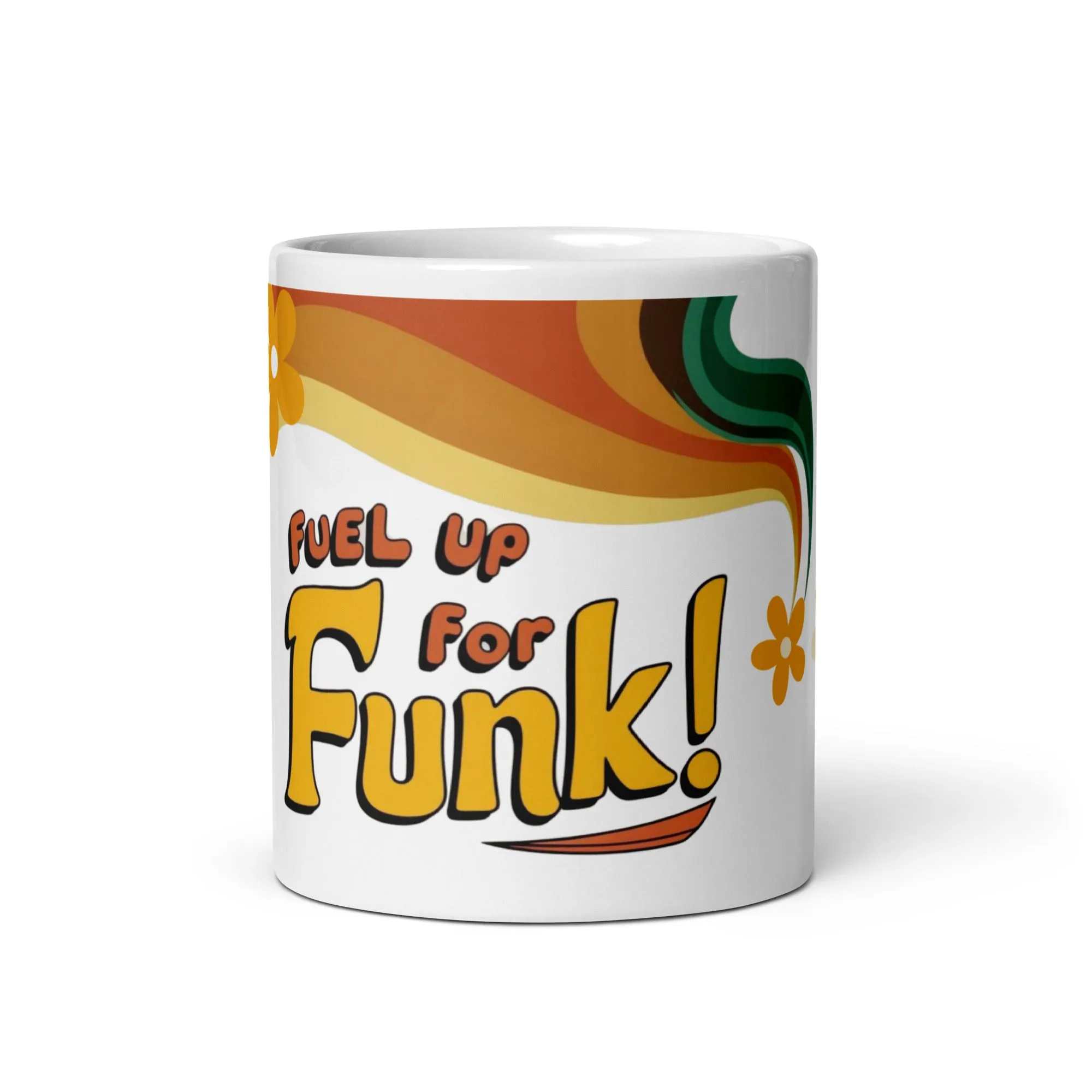 Fuel Up for Funky! 70's Retro Vibes Mug White Glossy Mug 11 oz, 15 oz, 20 oz