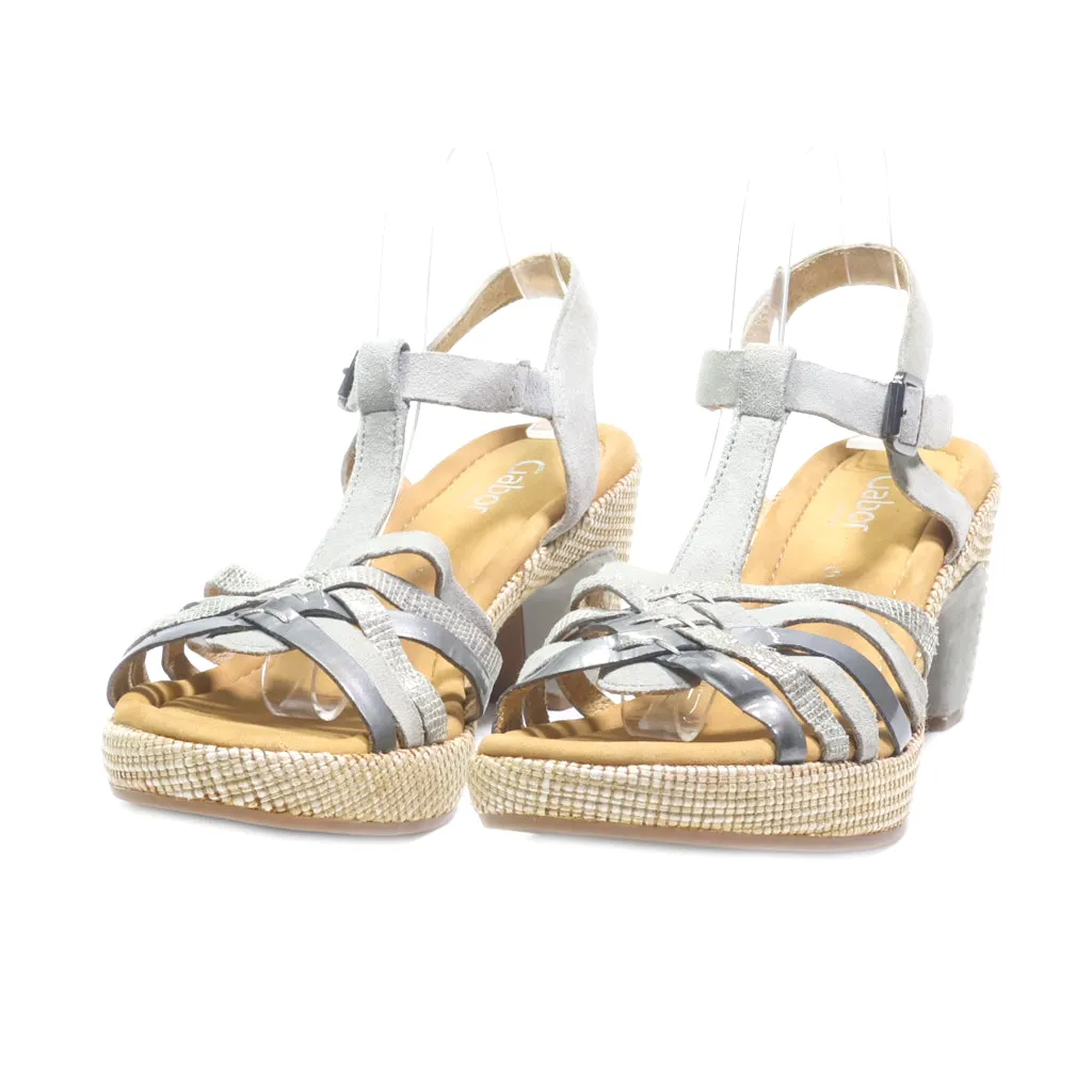 Gabor Mid-Heel Sandals Suede Grey Colour For Women
