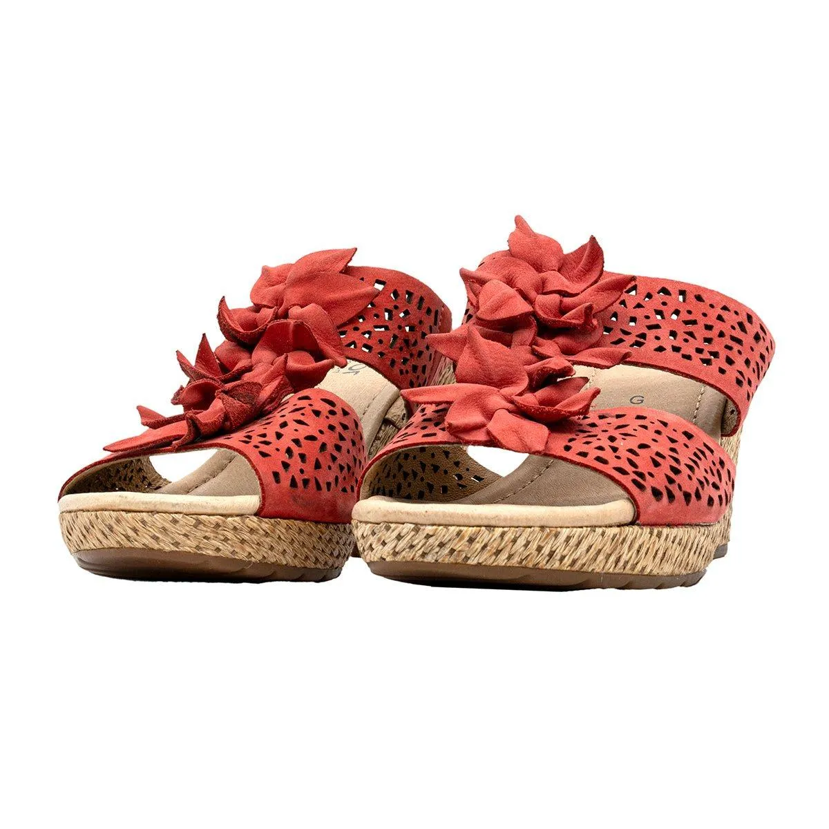 Gabor Wedge Sandals Fabric Red Colour For Women
