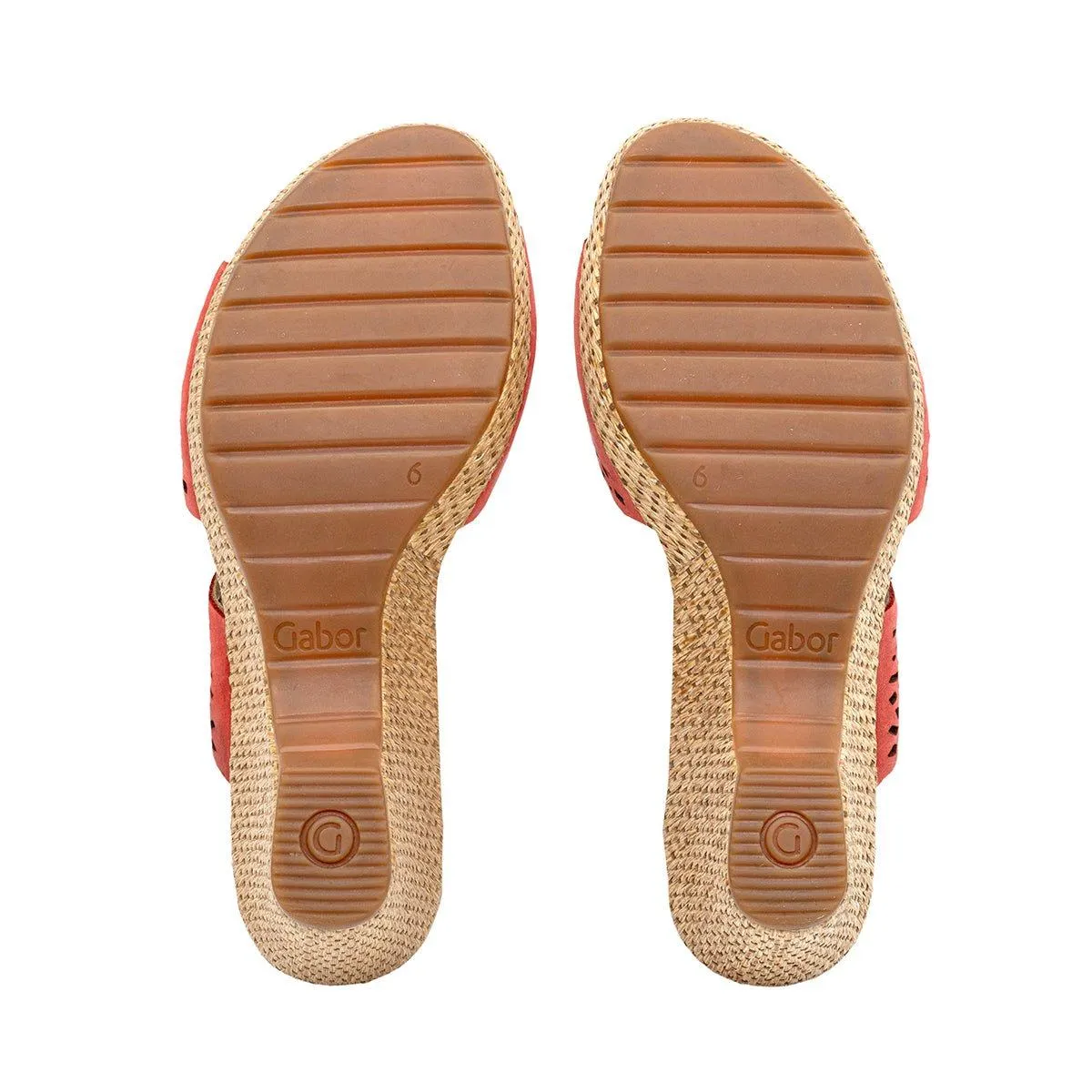 Gabor Wedge Sandals Fabric Red Colour For Women