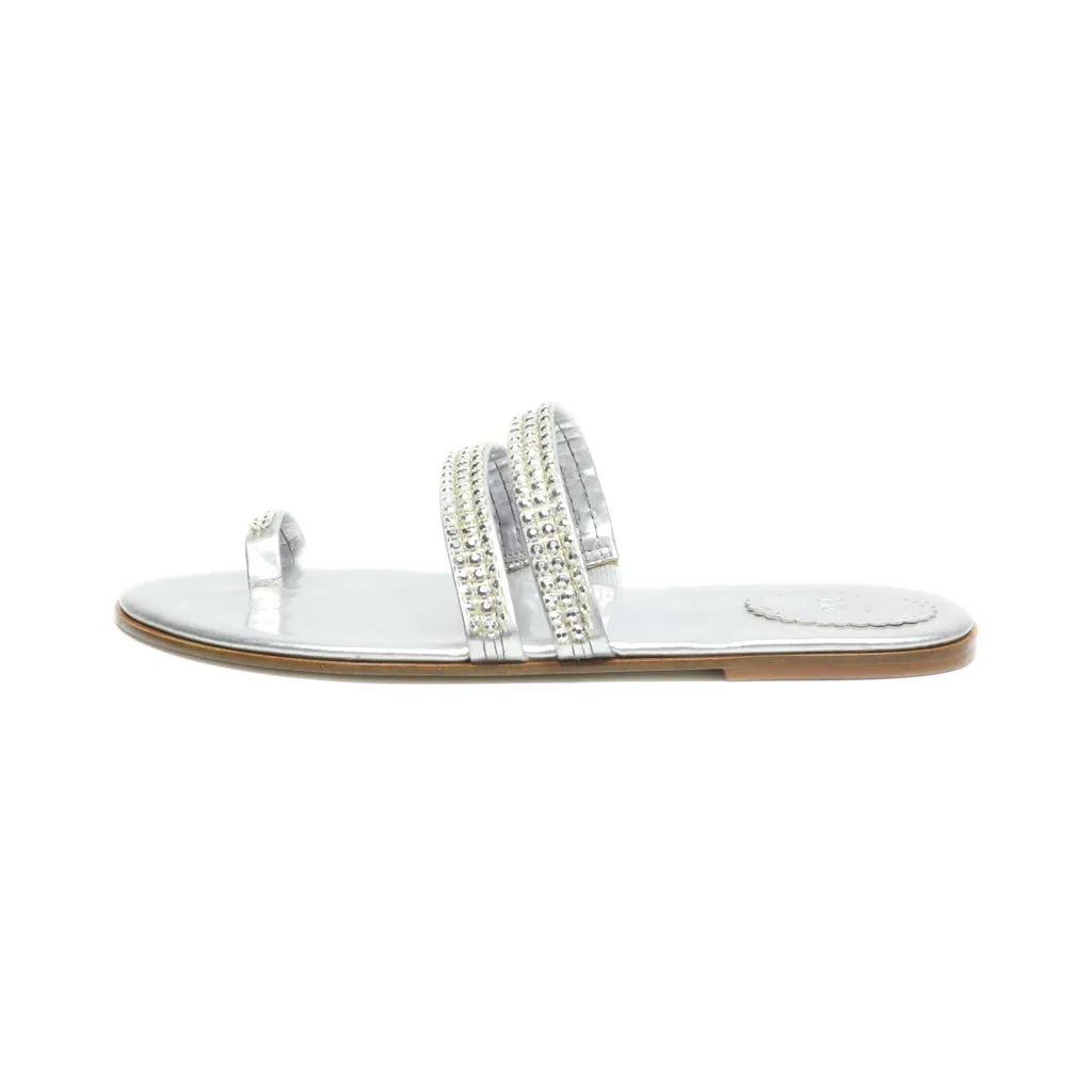 Gap Flat Sandals Leather Silver Colour For Women