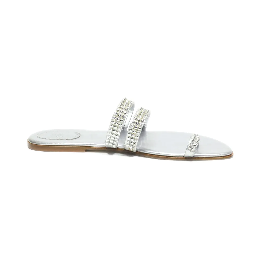 Gap Flat Sandals Leather Silver Colour For Women