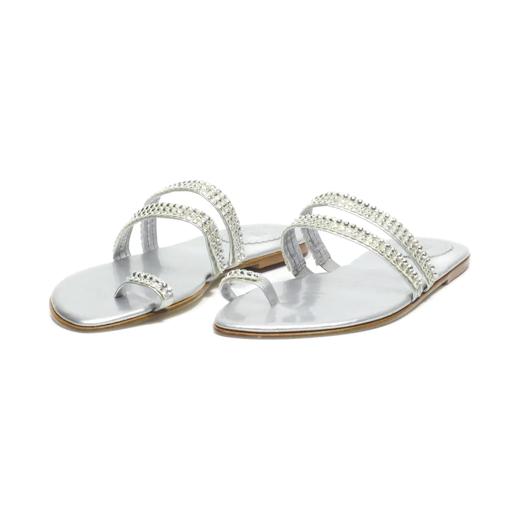 Gap Flat Sandals Leather Silver Colour For Women