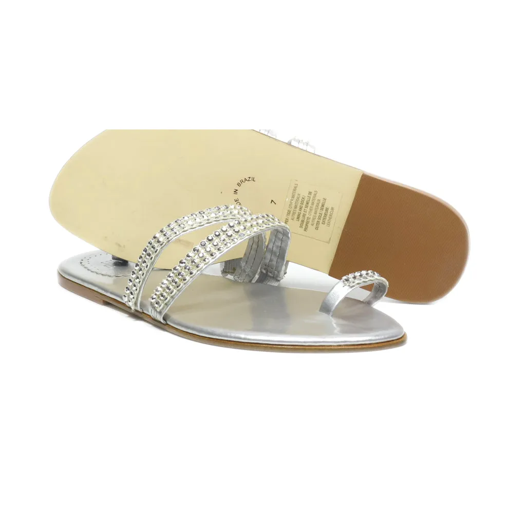 Gap Flat Sandals Leather Silver Colour For Women