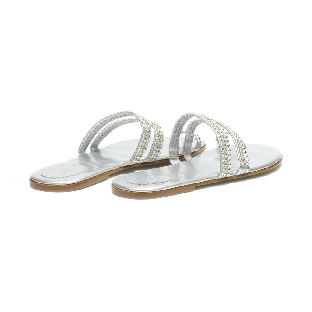 Gap Flat Sandals Leather Silver Colour For Women