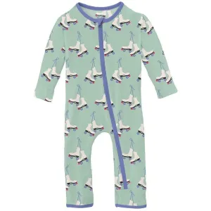 Girl's Print Bamboo Coverall with Zipper - Pistachio Roller Skates