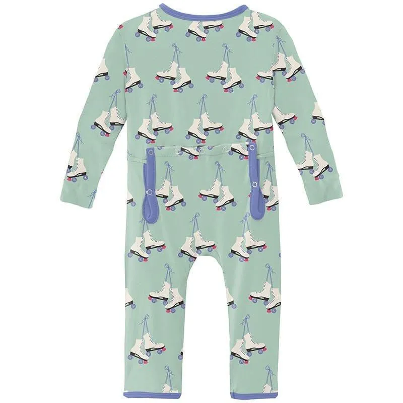 Girl's Print Bamboo Coverall with Zipper - Pistachio Roller Skates