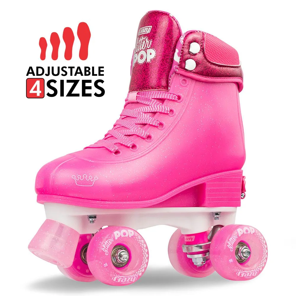 GLITTER POP Pink - Size Adjustable Roller Skates