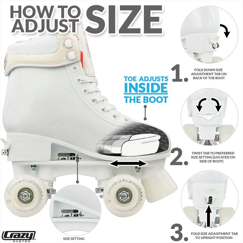 GLITTER POP Teal - Size Adjustable Roller Skates