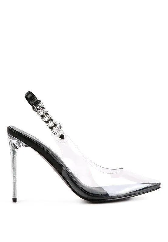 Goddess Heeled Clear Chain Slingback Sandal